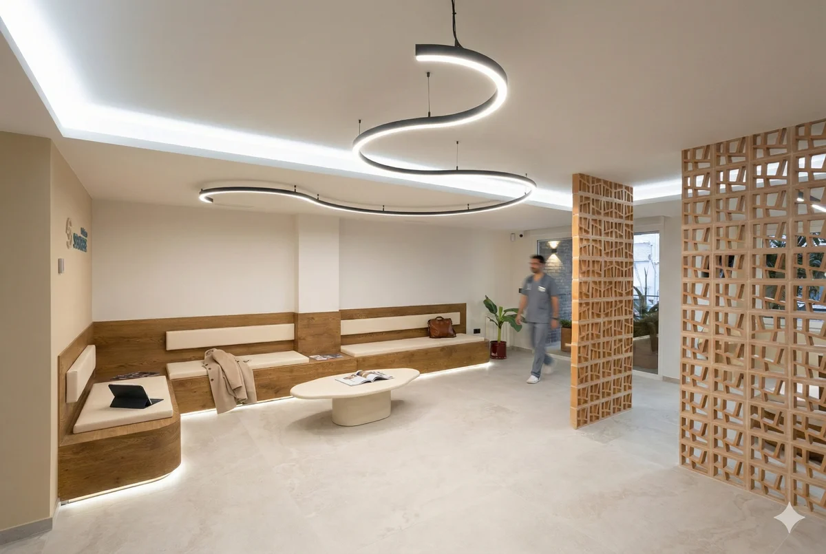 Personal de Clínica Sempere en la sala de espera de instalaciones modernas en Alcoy